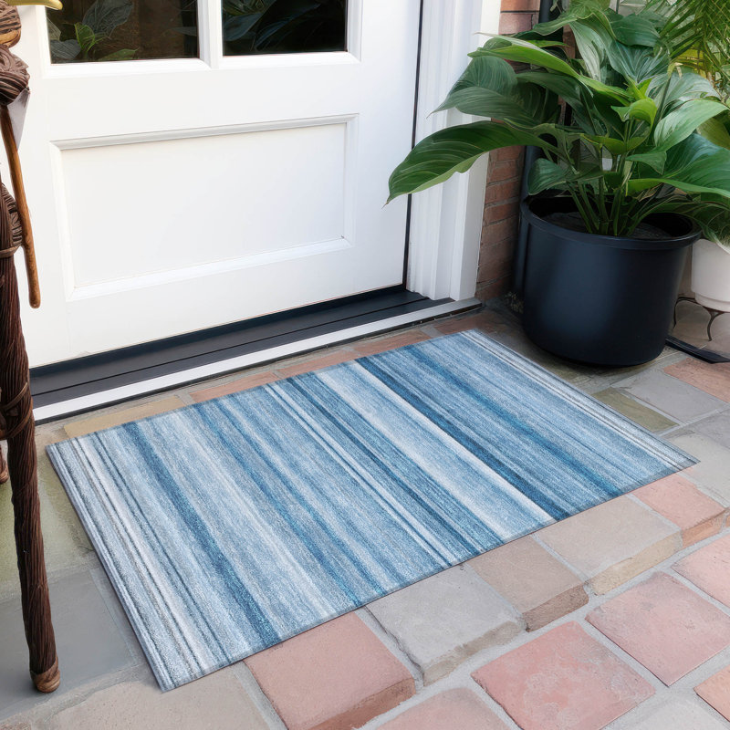 Kinslee Washable Striped Indoor / Outdoor Rug, Rectangle 1'8" x 2'6"