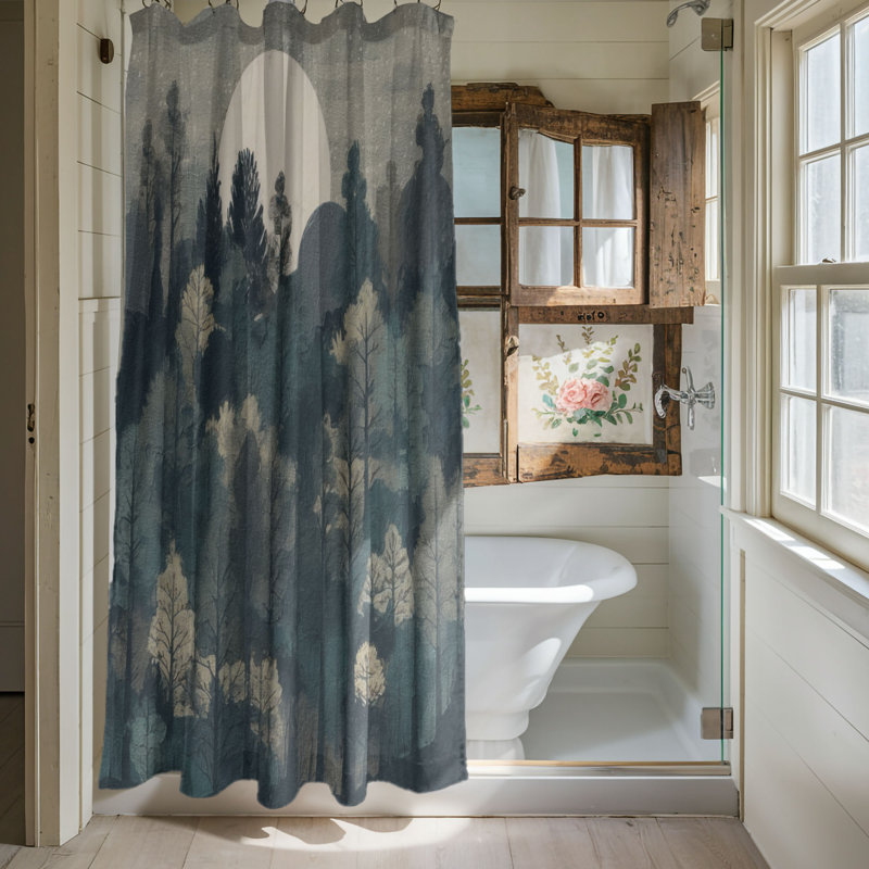 Floral Shower Curtain, 74"H x 71"W