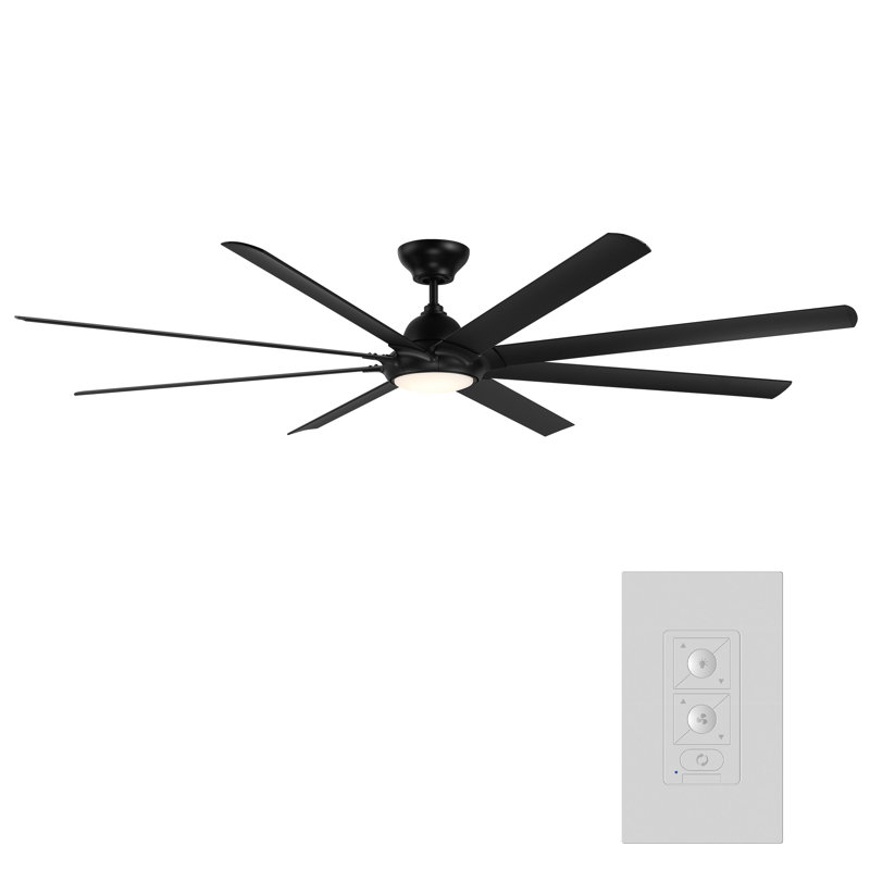Hydra 8 - Blade Outdoor LED Smart Standard Ceiling Fan with Wall Control and Light Kit Included, Works With Alexa and iOS or Android App