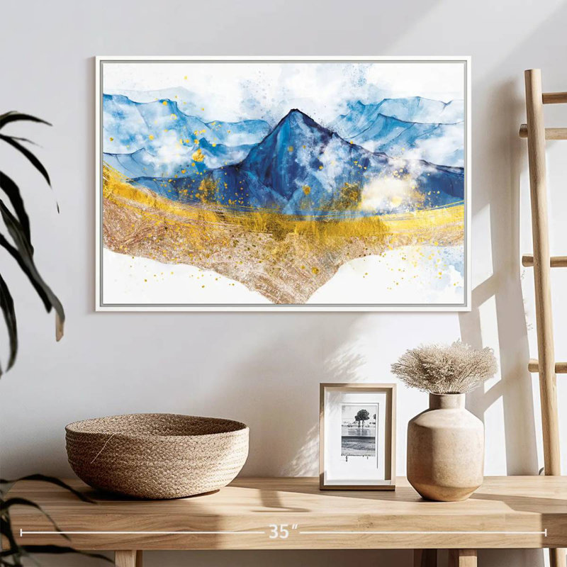 Golden Grieco Mountain, Cadre flottant blanc, 25 po x 17 po