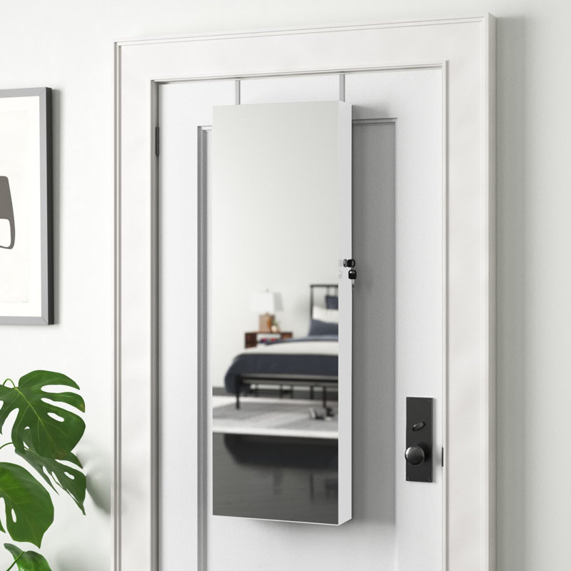 Armoire à bijoux avec miroir Miamitown, Blanc