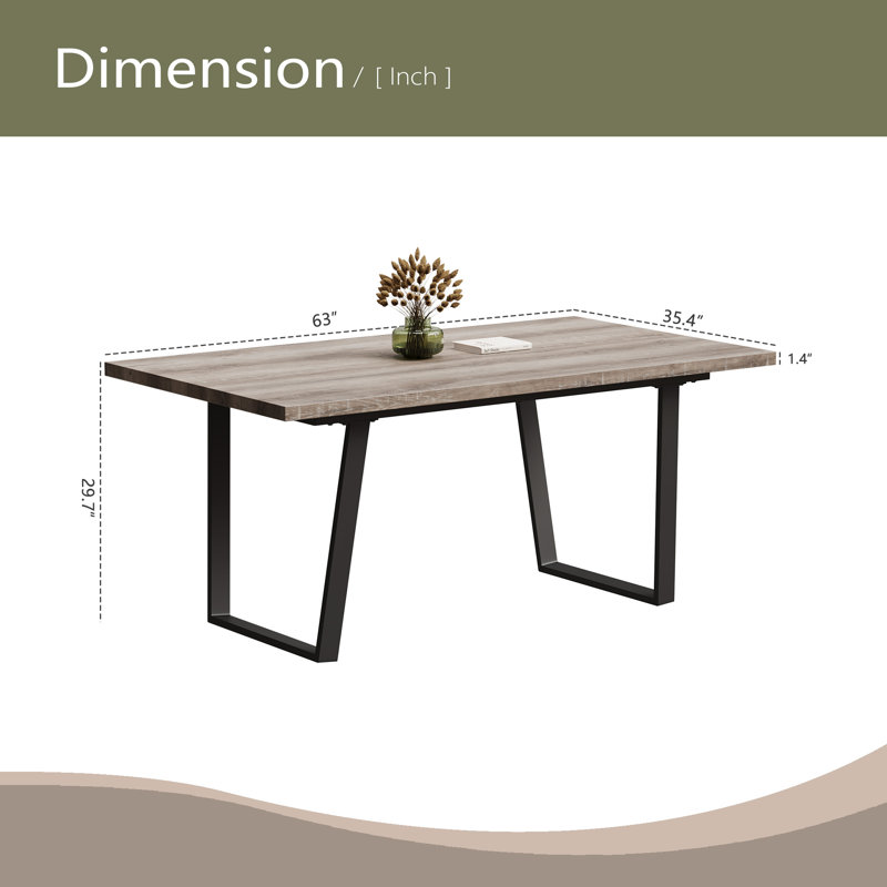 62.9-Inch Rectangular MDF Dining Table, Simple And Modern Design, 6-Person Dining Table, Brown
