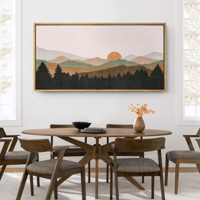 Soleil, montagne, paysage, abstrait, montagne, contours, coucher de soleil, paysage