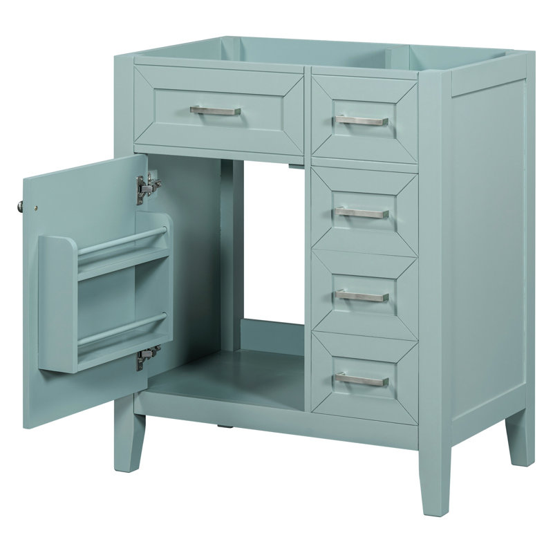 Meuble-lavabo de salle de bain 30 po sans lavabo, base d'armoire moderne avec tiroirs. Bois massif et espace. Base d'assemblage requise, 30 po. Matériau. Imperméable, aspect fonctionnel.