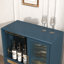Meuble-bar moderne de 80 cm de large avec porte-verres à vin et tiroir de rangement, bleu-148506514