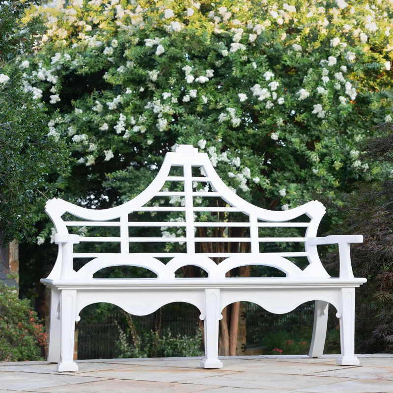 Bay Lake Garden Bench, Jet Black, Hydrangea White
