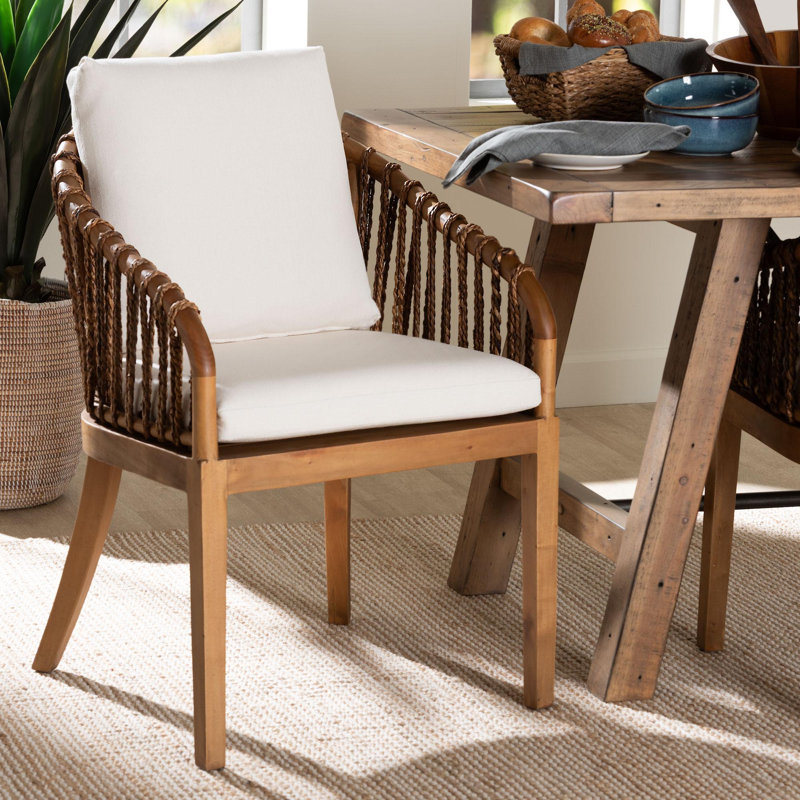 Chaise de salle à manger bali & pari Varen en jonc de mer et bois d'acajou