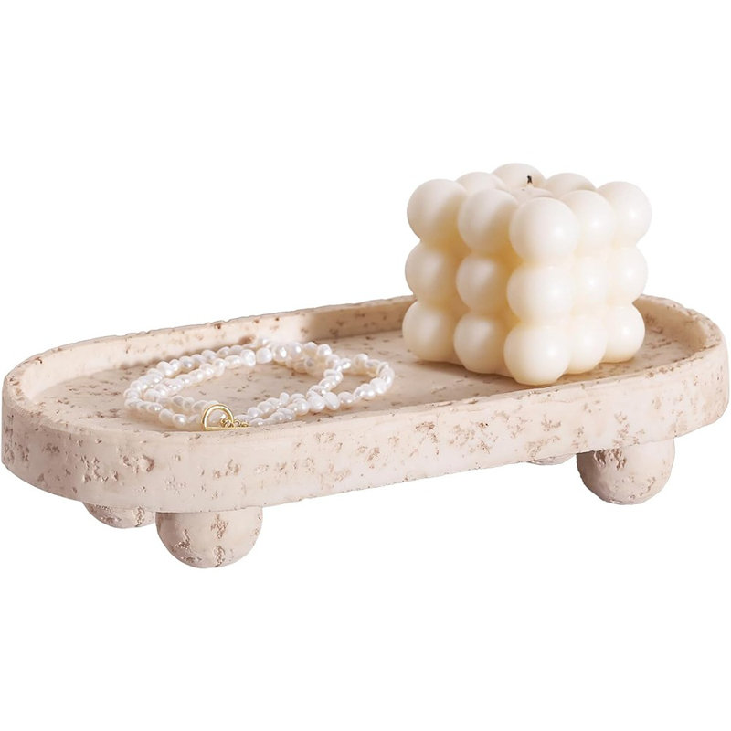 Plateau décoratif en résine avec pieds, plateau ovale pour table basse, coiffeuse, parfum, bijoux, salle de bain et décoration intérieure