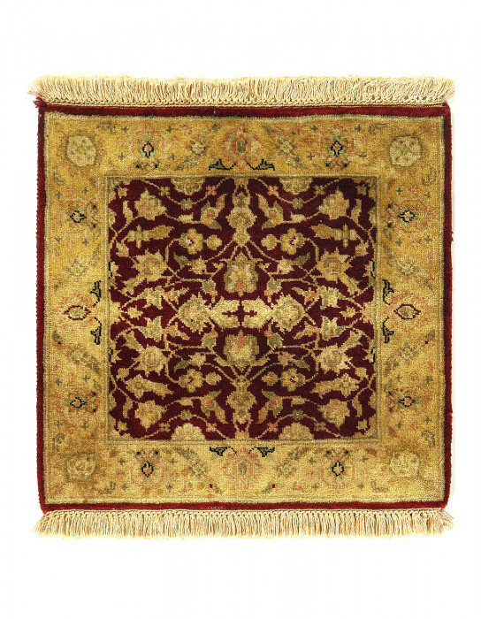 Red Fine Hand Knotted Augra 1'7"X 1'8"
