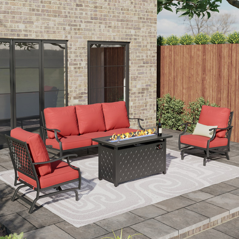 Outdoor Patio Conversation Furniture Set, Red