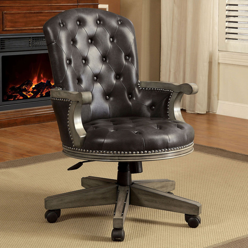 Chaise avec accoudoirs réglable en hauteur de 25,4 po de largeur, gris / noir