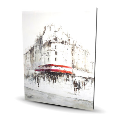Rue blanche avec des accents rouges - Décoration sur toile Livingroom Building