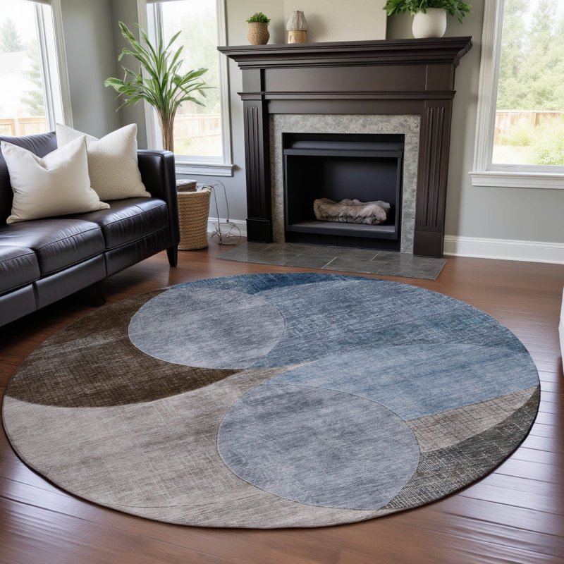 Tapis géométrique de qualité supérieure lavable à la machine AMF1140, Rond 8 pi