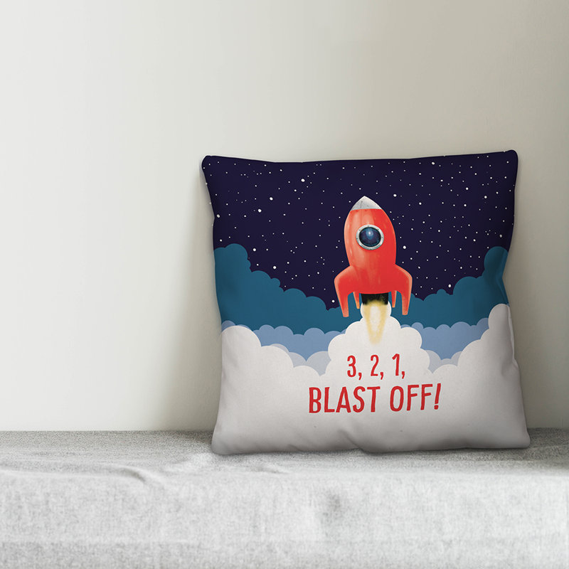  3, 2, 1, housse de coussin carré et insert Blast Off