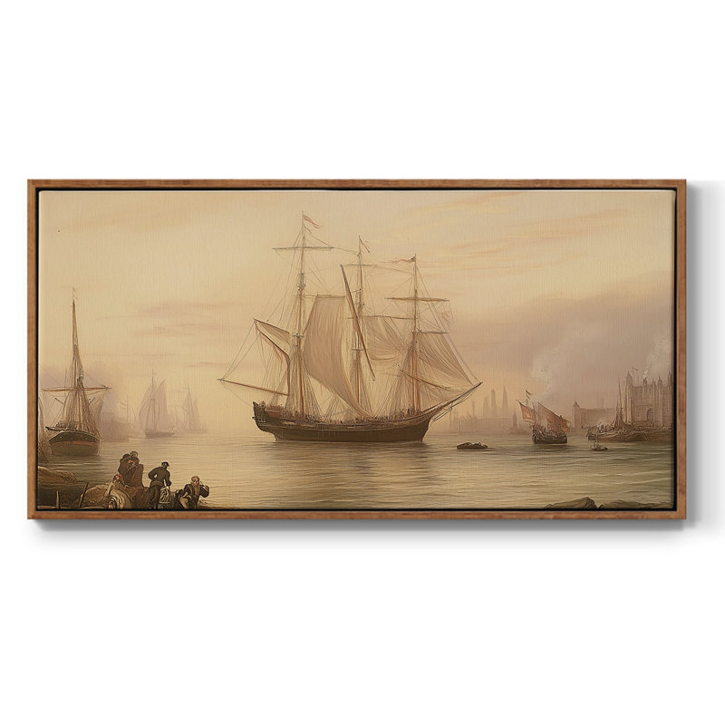 Série nautique-CLXI- Toile tendue avec châssis tendue - Prêt à accrocher, Noyer, H 21 po x l 41 po
