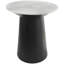 Table d'appoint d'appoint géométrique en marbre blanc avec base en bois noir