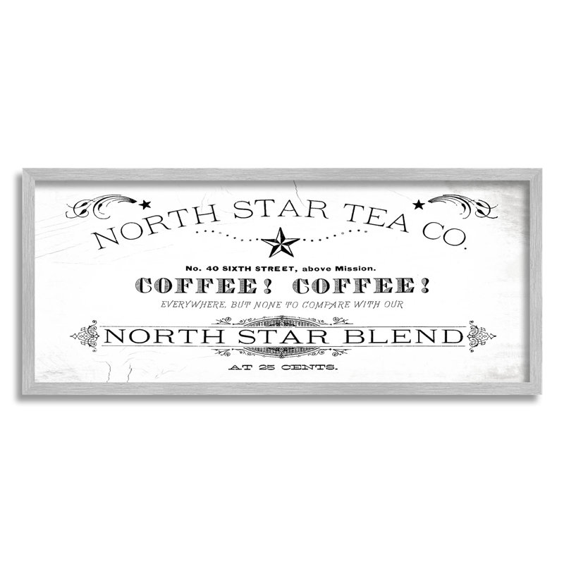 «North Star Tea Coffee», estampe numérique vintage par Lil 'Rue, H 10 po x l 24 po x P 1,5 po, Estampe numérique Farmhouse