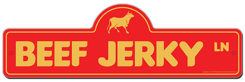 Plaque de rue Beef Jerky en plastique robuste 6 po x 18 po