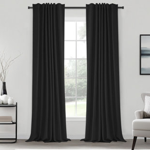 Graciella Thermal Insulated Faux Linen Textured 100% Blackout Curtains for Bedroom Living Room Back Tab/Rod Pocket (Set of 2)