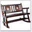 Chaise berçante d'extérieur en bois carbonisé double pour 2 personnes avec siège large et incurvé