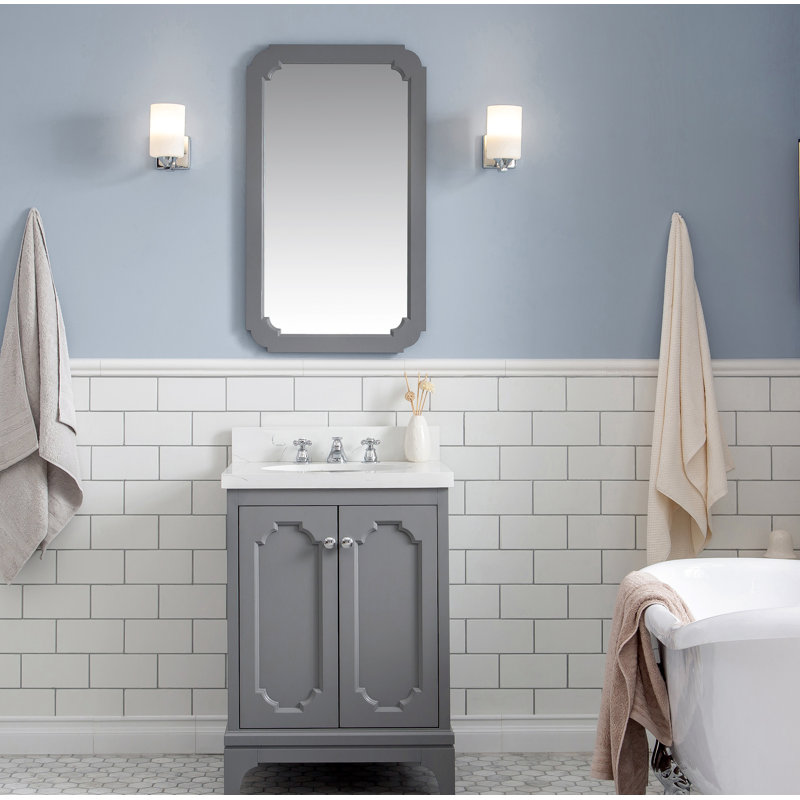 Queen 24" Single Bathroom Vanity Set with Mirror, Cashmere Gray