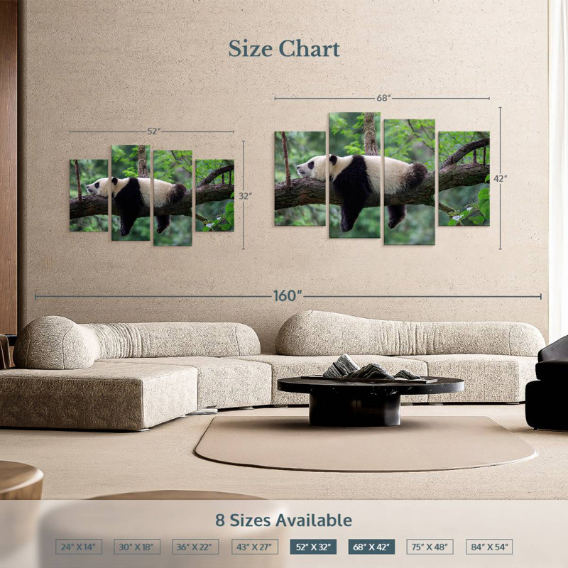 Panda Sleeping On Tree, H 42 po x l 68 po