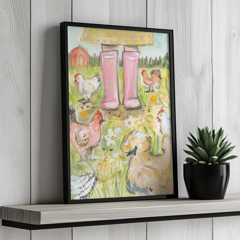 «Chicken Mama» par Jessica Mingo, reproduction d'art, 12 W x 18 H, Brown, Framed Print