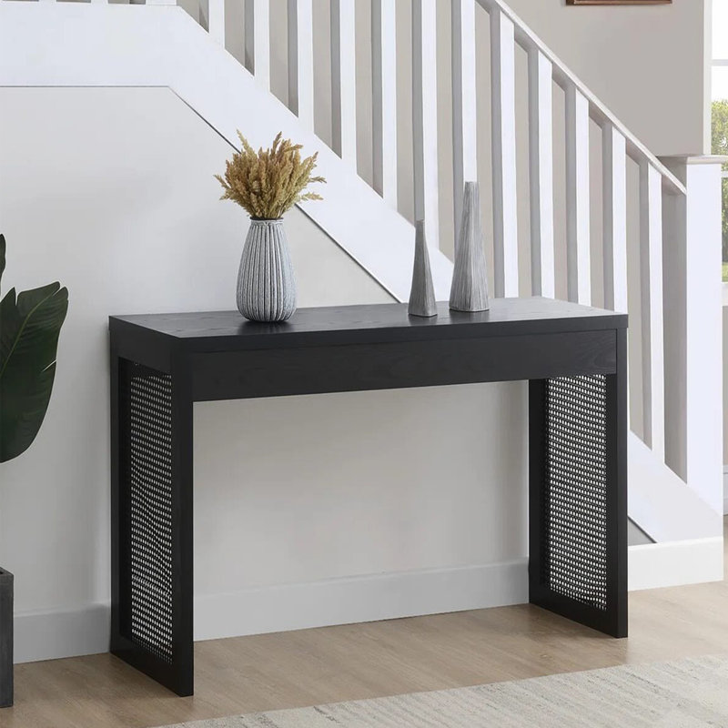 Retro Minimalist Console Table, 29.53" H x 47.24" W x 15.75" D, Black