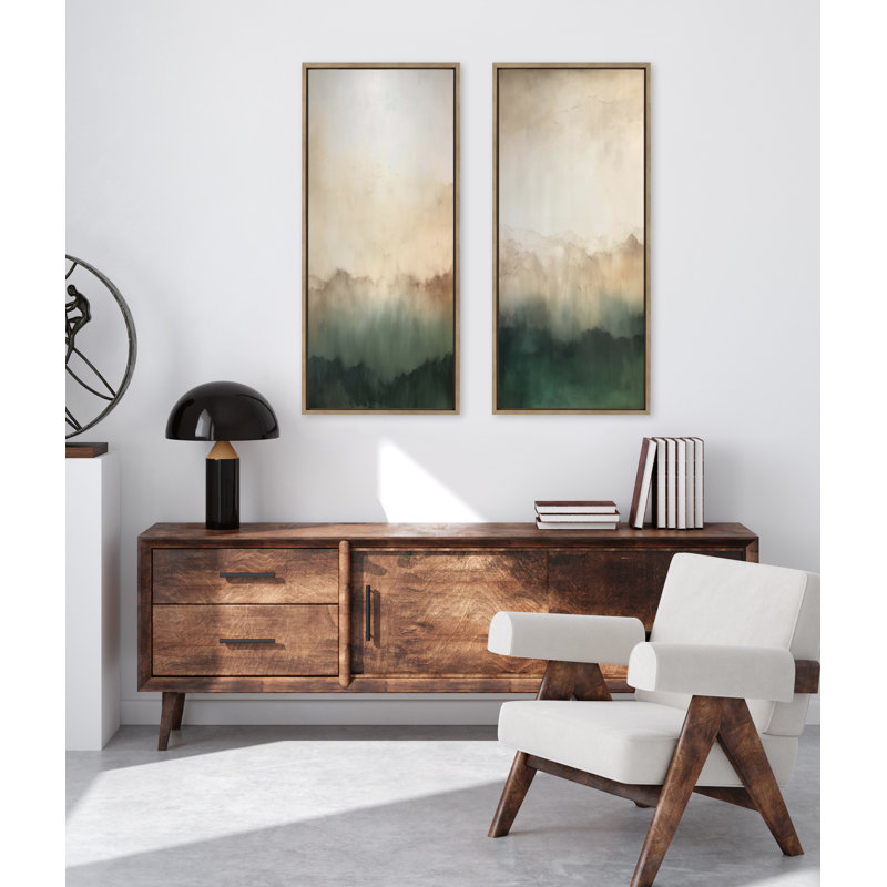 «Green Mountain Abstract II» par Amy Lighthall, reproduction d'art sur toile encadrée