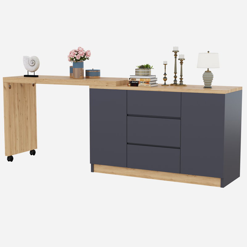 L-Shaped Writing Desk, Black/Natural