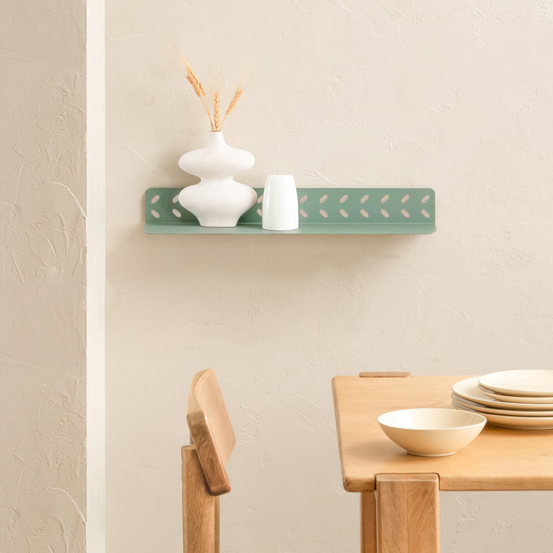 Alma 24" W Metal Wall Mounted Floating Shelves, Sage Green, 3" H x 24" W x 6" D