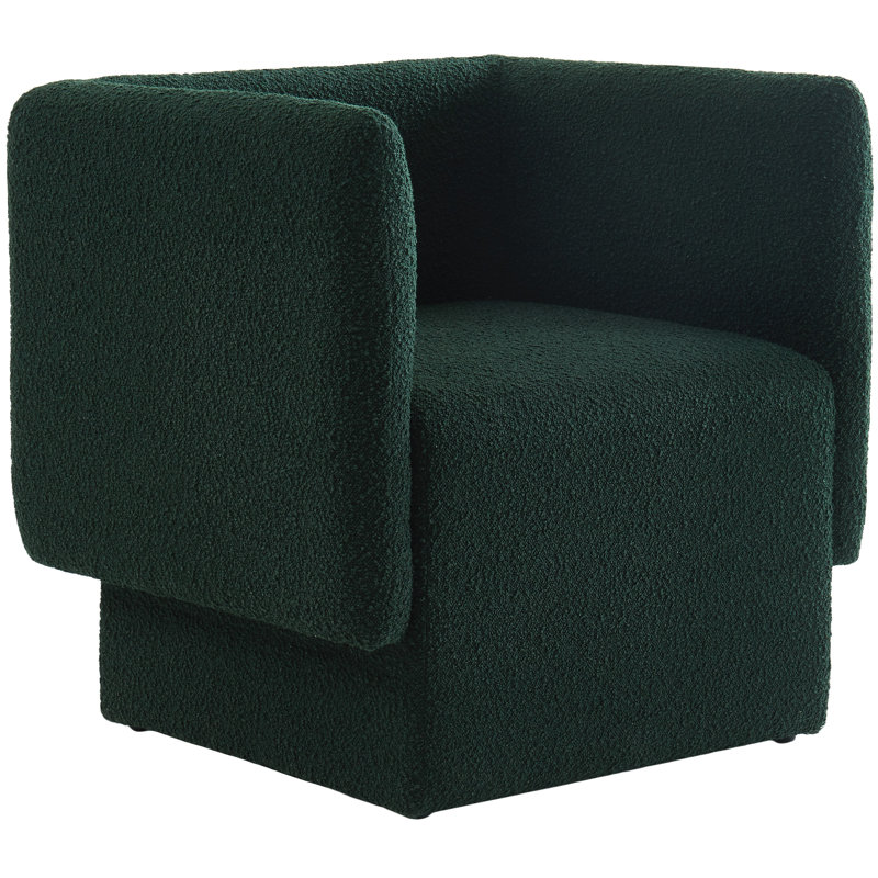 Alysun 31" W Boucle Fabric Armchair, Green Boucle Fabric