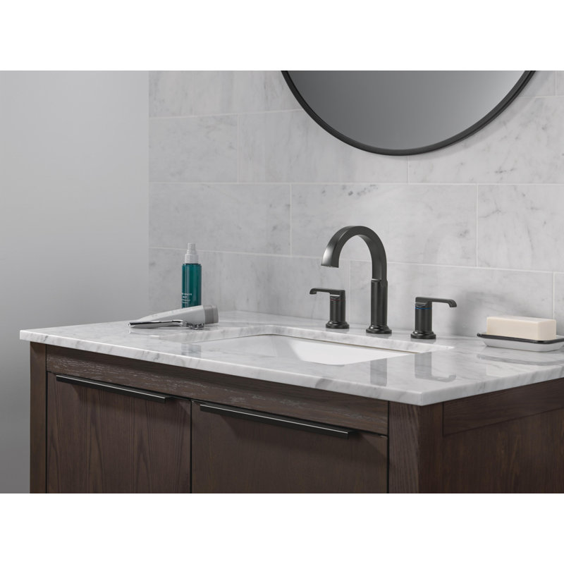 Tetra 3-Hole Widespread Bathroom Faucet, 2-Handle Bathroom Sink Faucet with Drain Assembly, Matte Black