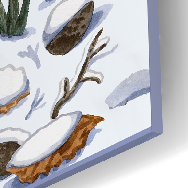 Art mural en verre acrylique épique «Winter Tabby Cat with Blue Border» par Gale Pitt, 16 po x 24 po
