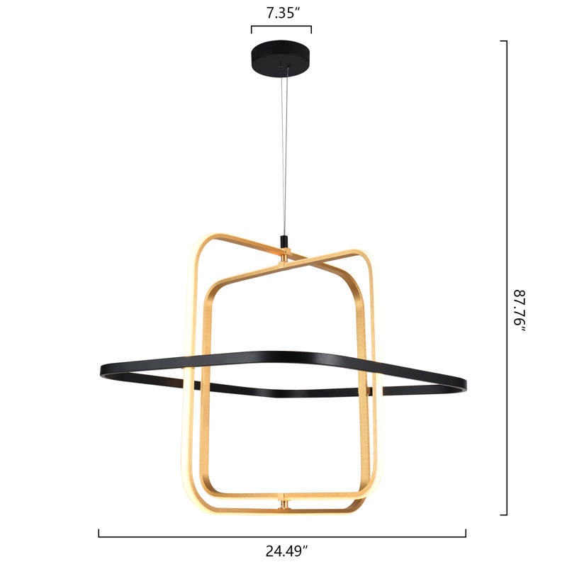 Richas 3 - Light Dimmable LED Lantern Square / Rectangle Chandelier
