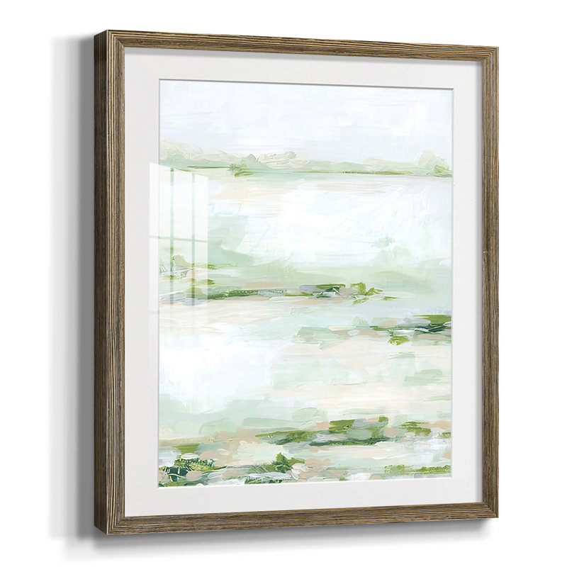Marais verdoyant I, Papier avec cadre noyer, Blanc