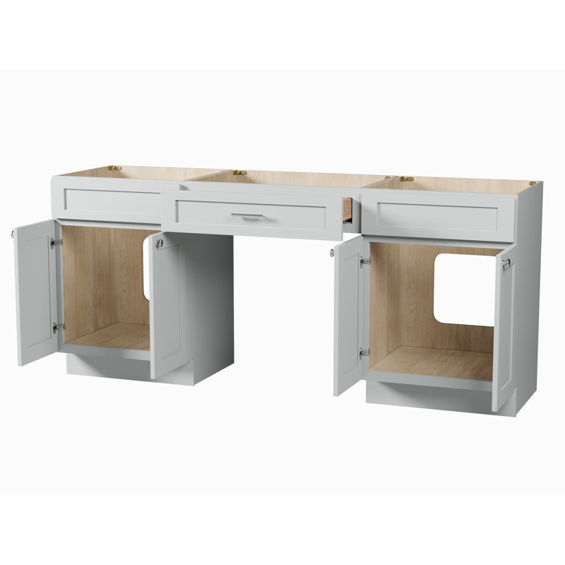 78" Double Bathroom Vanity Base Only, Gray