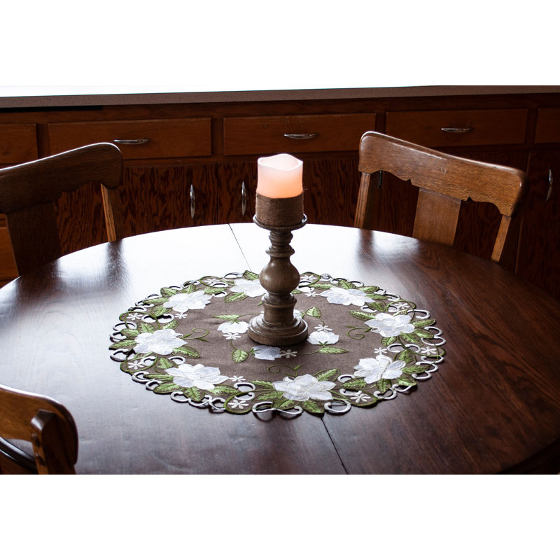 Magnolia on Brown Table Topper (23" Round)