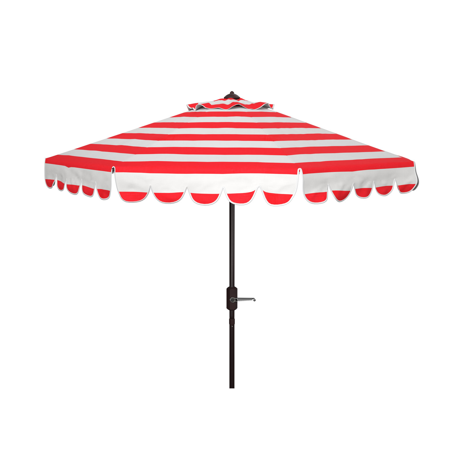 Natalee 108" Scalloped Tilt Top Market Umbrella, Red/White