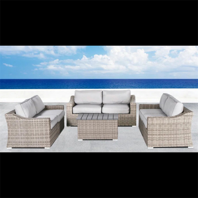 Ensemble 7 pièces de canapé de patio en osier avec coussins 7 pièces confortablement assemblés