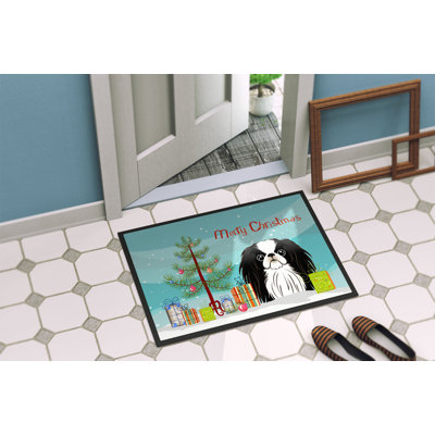 Tapis pour porte d’extérieur anti-dérapant japonais et arbre de noël