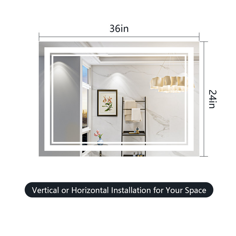 Jayce LED Vanity Mirror with Memory Function, 3 Color Temperatures & Dimmable Light, Anti-fog Tempered Glass ETL Listed Mirror