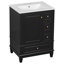 Meuble-lavabo autoportant de 24 po avec lavabo et tiroirs avec plateau en céramique et tablettes de rangement, panneau de fibres à densité moyenne et base en bois massif, meuble-lavabo moderne pour les petites salles de bain-118774196
