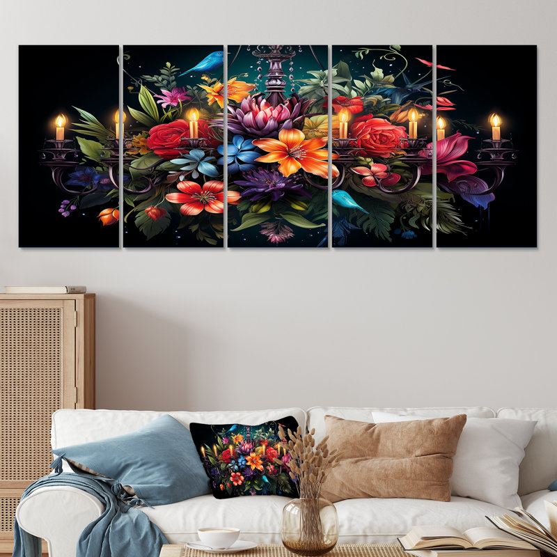 Ensemble de 5 décorations murales mixtes, H 32 po x l 80 po