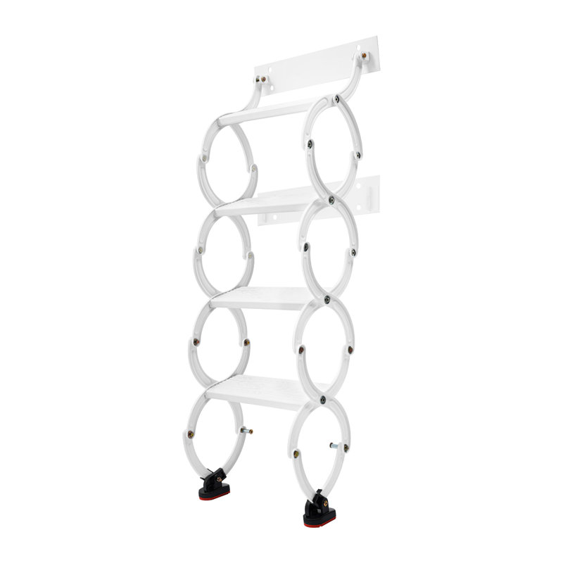 4 Steps Wall Mounted Retractable Ladder, White