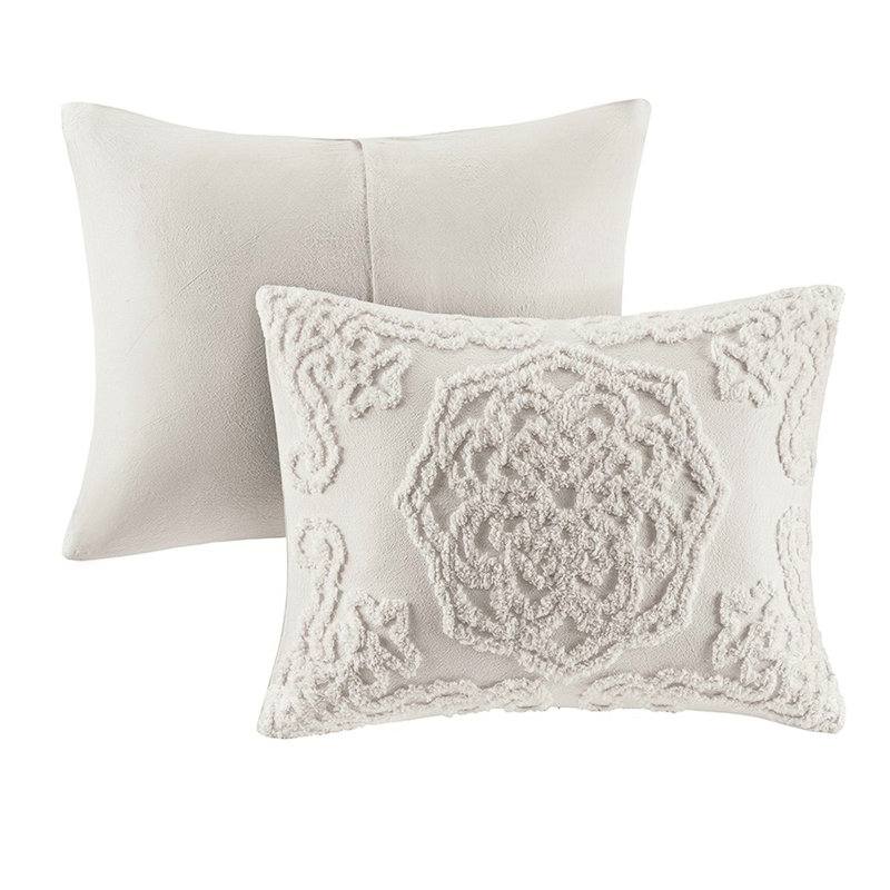 Housse de couette 100% coton très grand / très grand - chenille, 3, médaillon, chenille médaillon gris 3, Gris clair