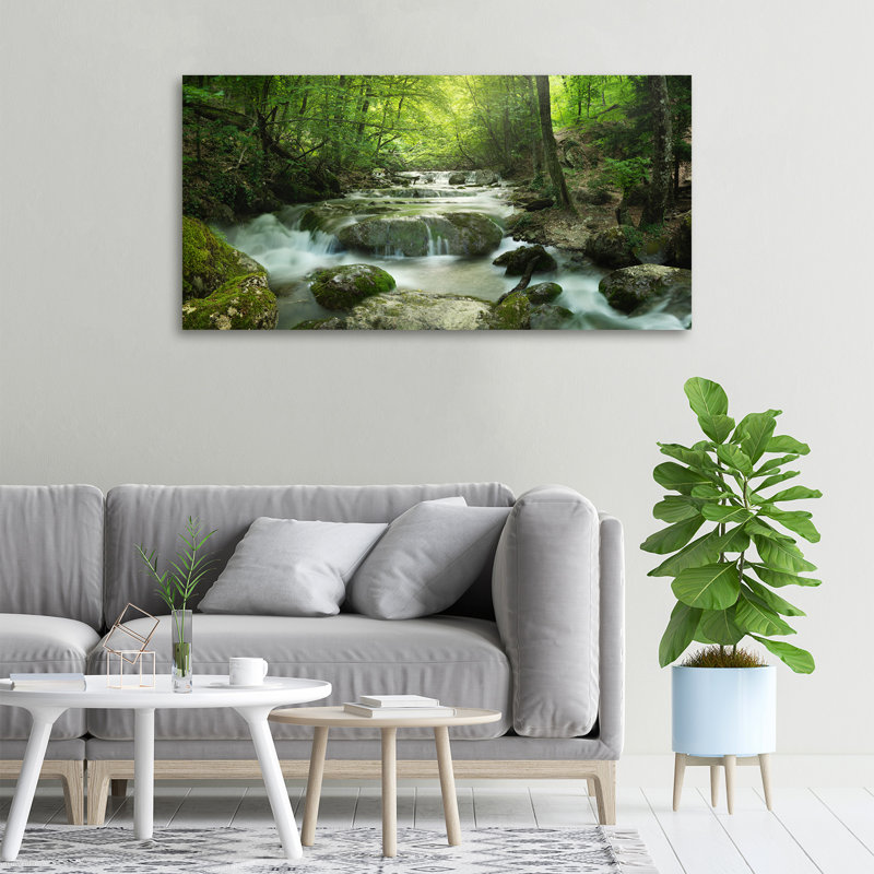 Waterfall In The Forest - Print, Wrapped Canvas, 50cm H x 100cm W x 2cm D