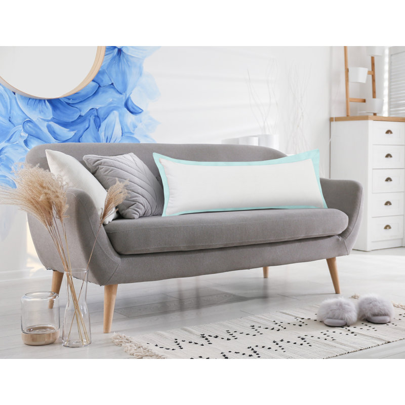 Contemporary Solid Color Stitched Hand-Made 100% Cotton Decorative Throw Pillow Cover, White/Blue, Polyester