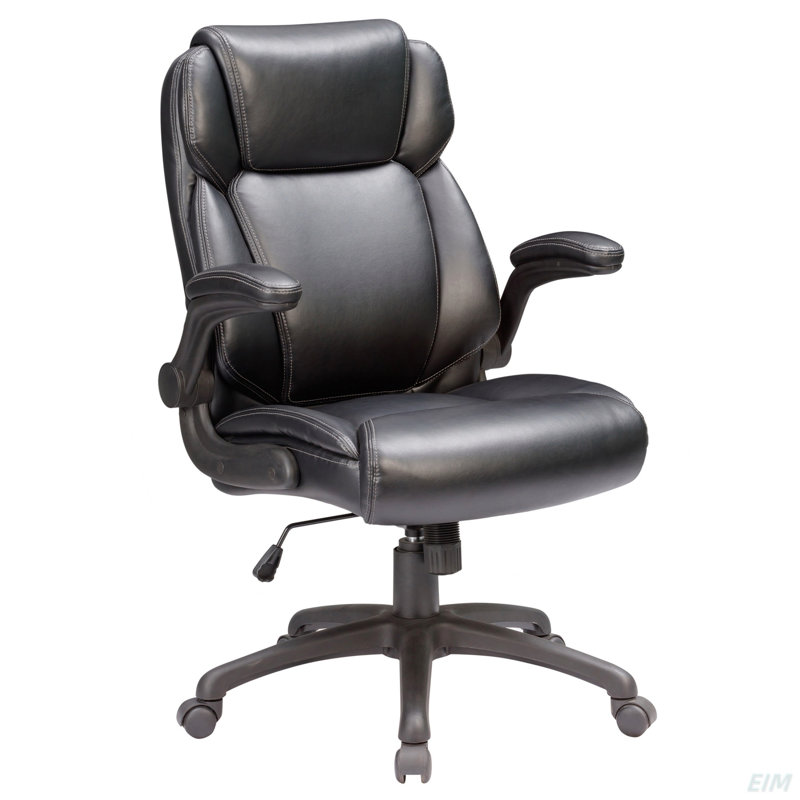 Chaise de bureau réglable moderne, chaise pivotante rembourrée en cuir pour bureau, Cuir retravaillé
