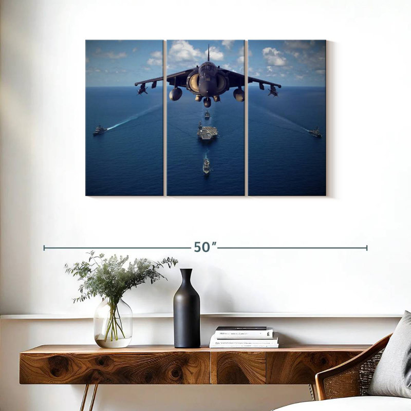 Navires et jet militaire Mait, H 24 po x l 38 po